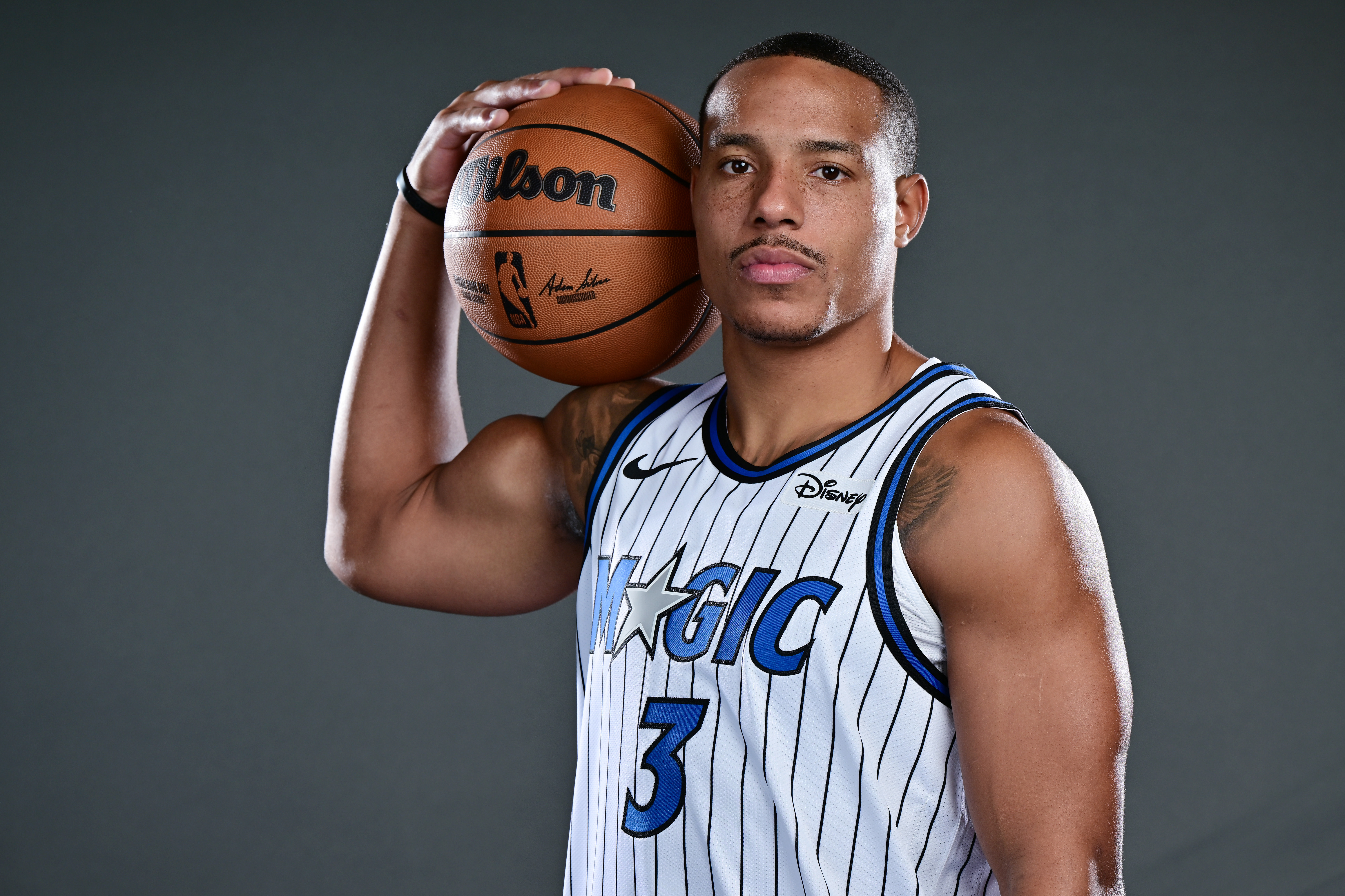 Desmond Bane poses during media day. 