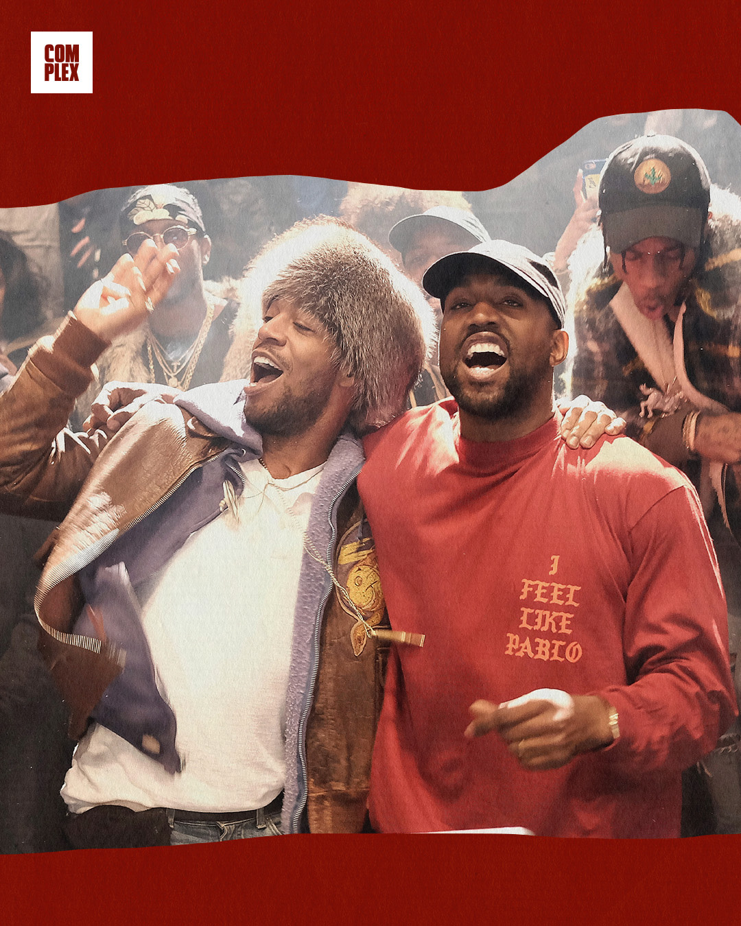 Kanye West and Kid Cudi embracing during 'Father Stretch My Hands Pt. 1' was one of the lasting images of the Yeezy Season 3/The Life of Pablo event. 
