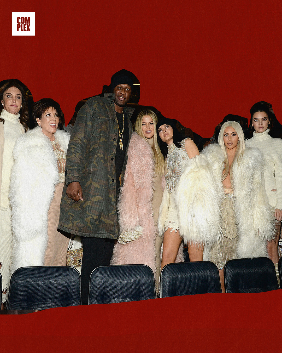 The Kardashian family attended the Yeezy Season 3/TLOP listening event at MSG in matching white outfits by Olivier Rousteing.